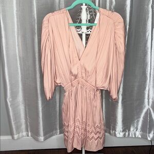 Mustard Seed Blush Long Balloon Sleeve Dress